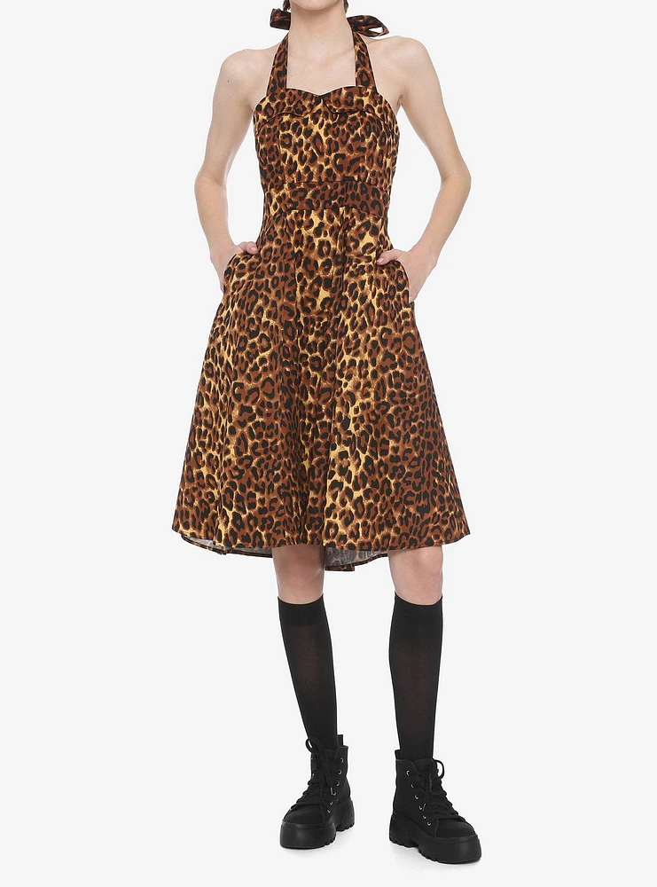 Leopard Print Halter Retro Dress