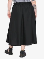 Black D-Ring Clasp Midi Skirt Plus Size