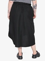 Black D-Ring Clasp Midi Skirt Plus Size