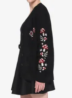 Mushroom Floral Embroidered Girls Cardigan