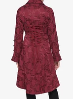 Brocade Corset Back Coat Burgundy