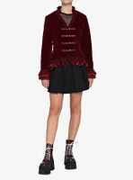 Velvet Corset Back Jacket Burgundy