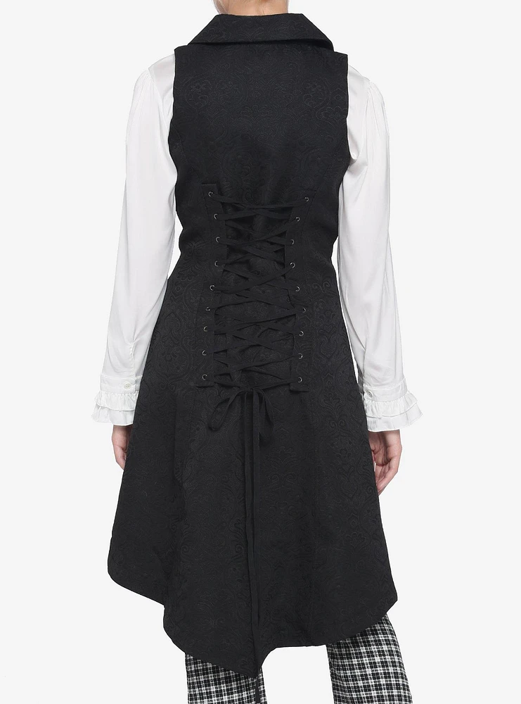 Waist Coat Button Dress Black