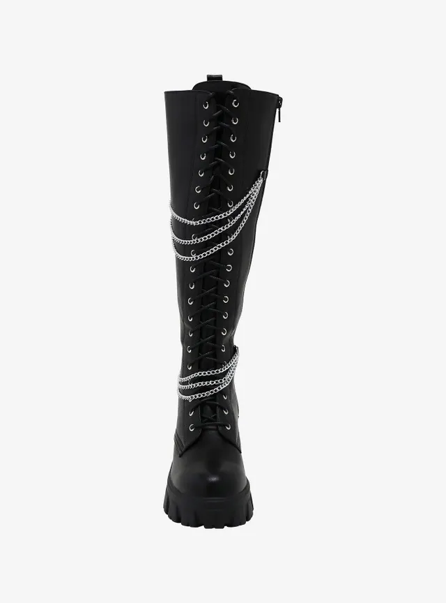 Blackheart Black Lace-Up Thigh Highs