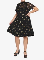 Lucasfilm 50th Anniversary Star Wars Gold & Black Death Star Mock Neck Dress Plus Size