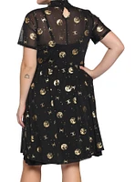 Lucasfilm 50th Anniversary Star Wars Gold & Black Death Star Mock Neck Dress Plus Size
