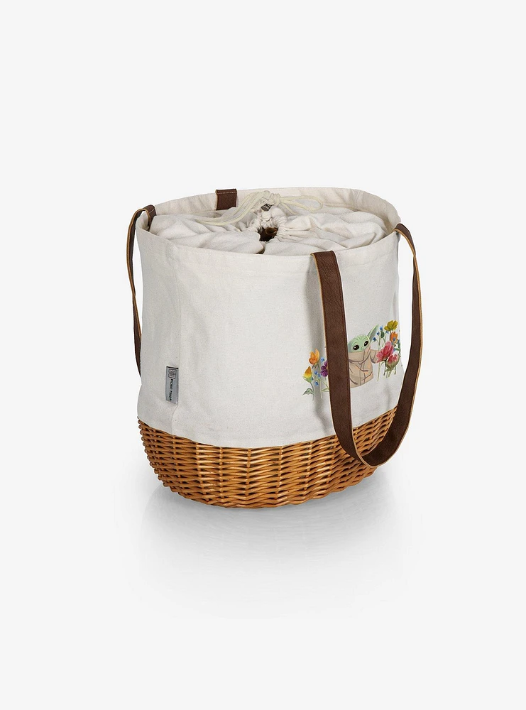 Star Wars The Mandalorian The Child Canvas Willow Basket Tote Beige