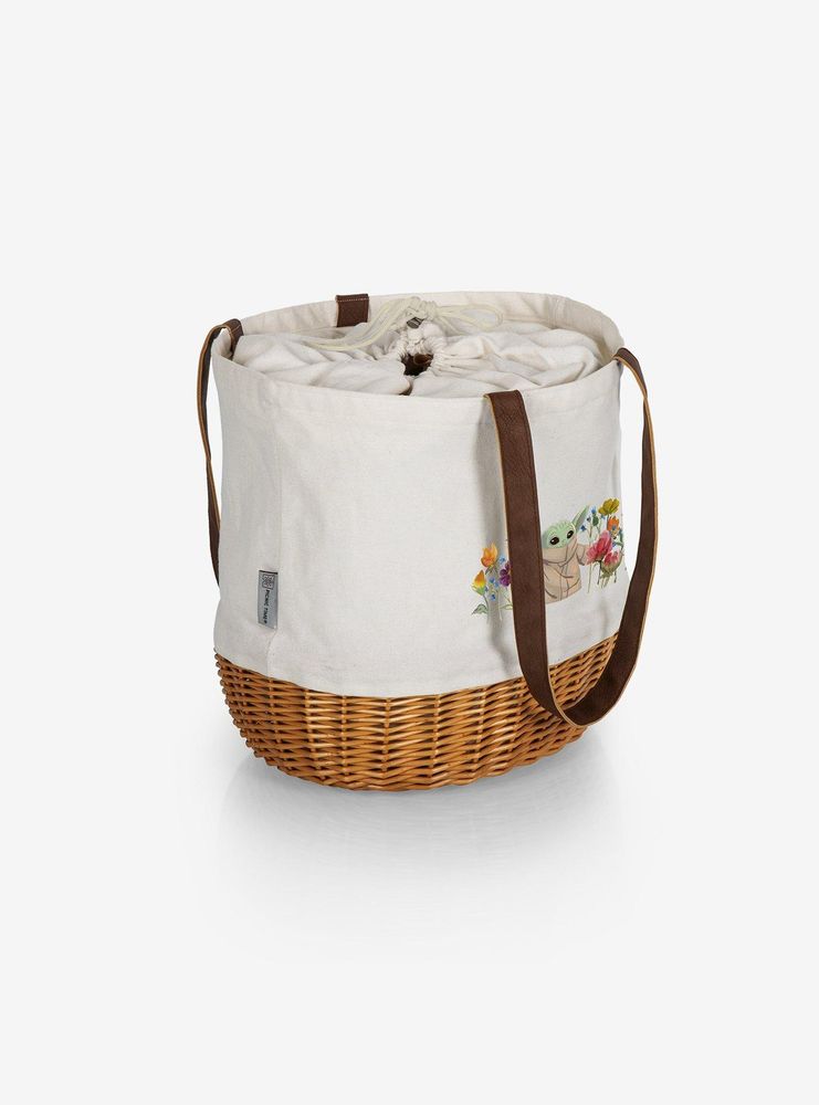 Star Wars The Mandalorian The Child Canvas Willow Basket Tote Beige