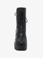 Iridescent Celestial Platform Lace-Up Boots