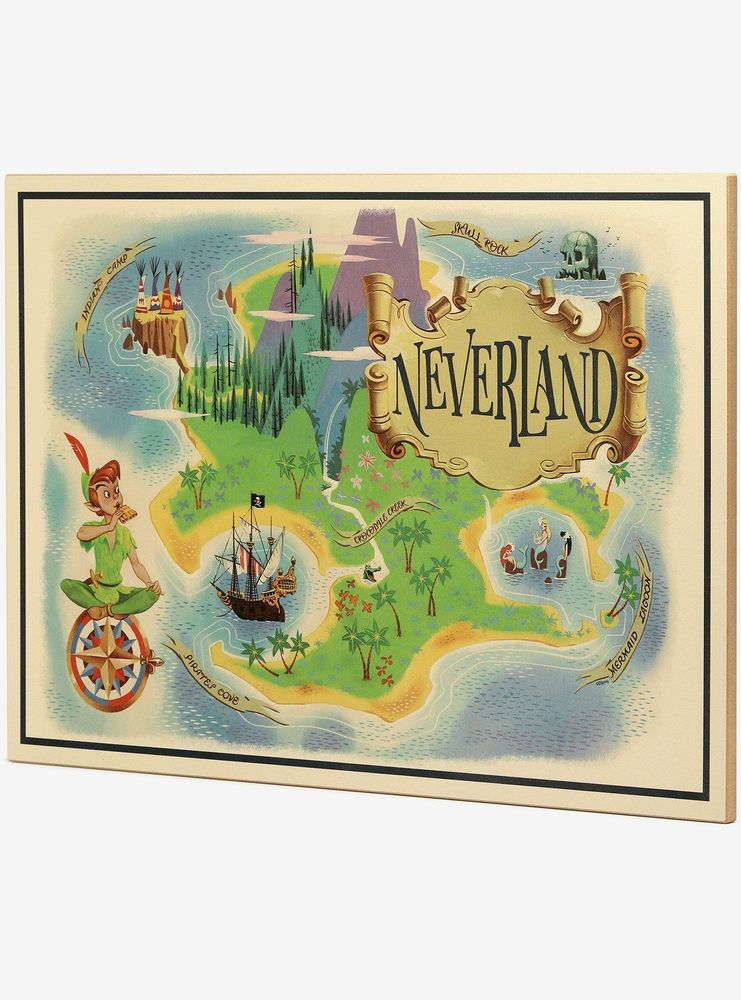 Disney Peter Pan Neverland Map Wood Wall Decor