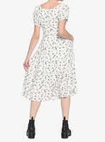 Ivory Floral Mushroom Empire Midi Dress