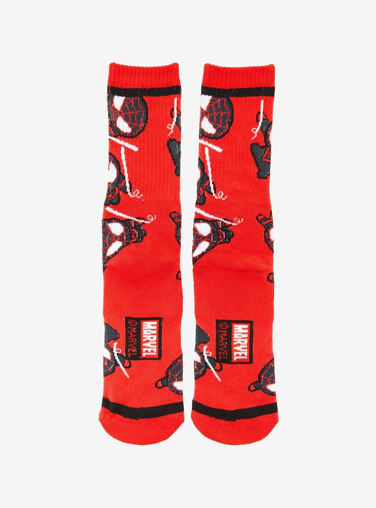 Marvel Spider-Man Miles Morales Chibi Allover Print Crew Socks - BoxLunch Exclusive