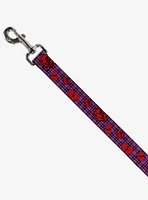 Broken Hearts & Roses Dog Leash Fuchsia Plaid