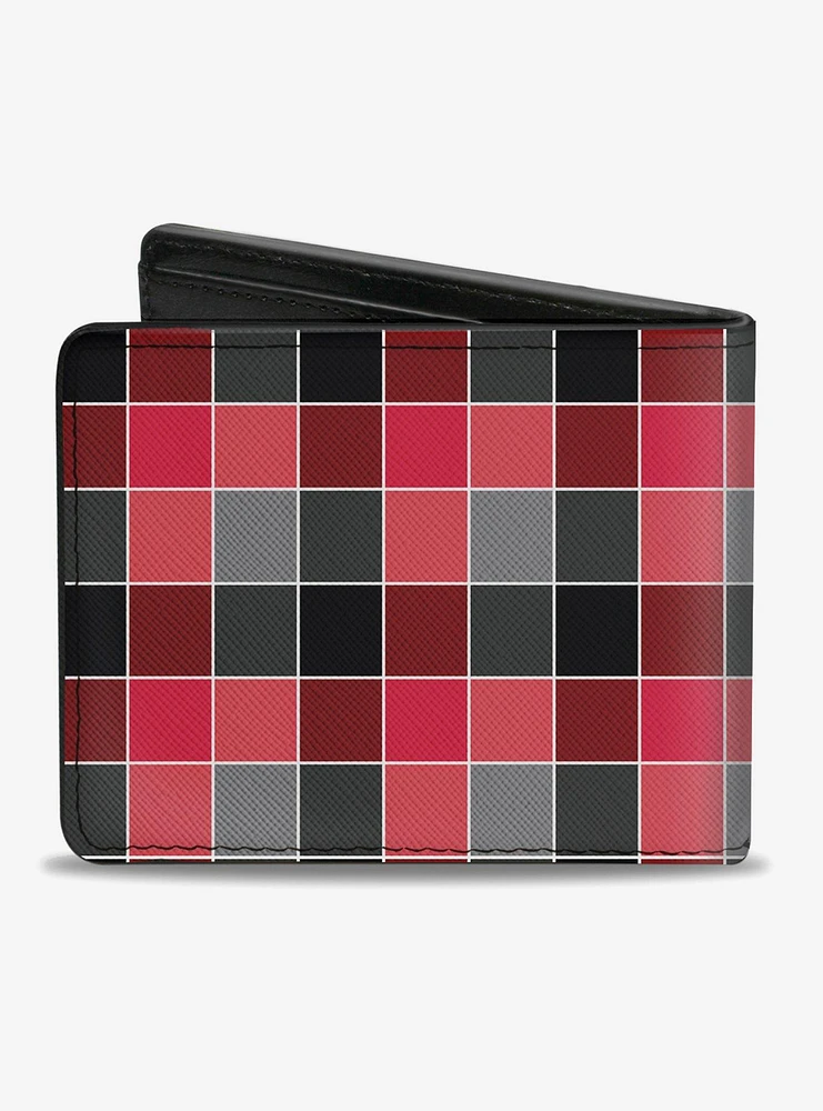 Checker Print Bifold Wallet Mosaic Red