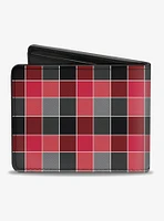 Checker Print Bifold Wallet Mosaic Red