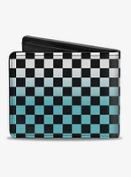 Checker Print Bifold Wallet Ombre Turquoise