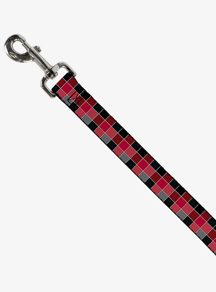 Checker Print Dog Leash Mosaic Red