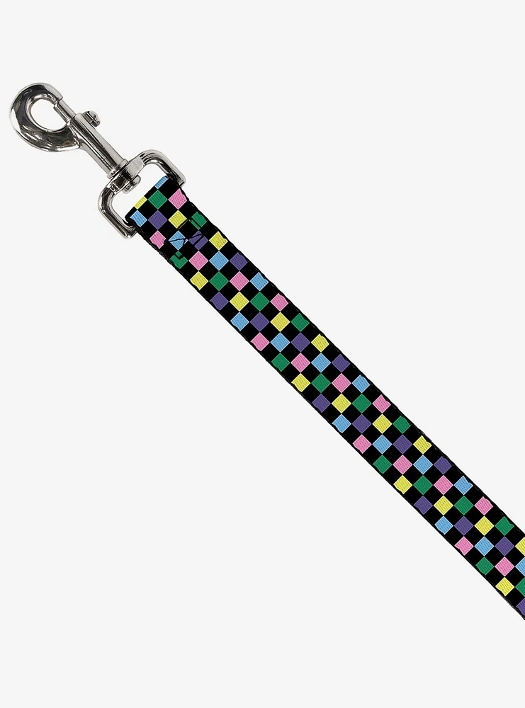 Checker Print Dog Leash Pastel Multi