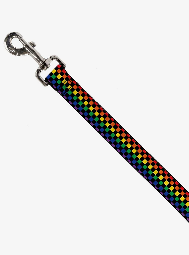 Checker Print Dog Leash Rainbow Multi