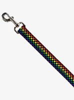 Checker Print Dog Leash Rainbow Multi