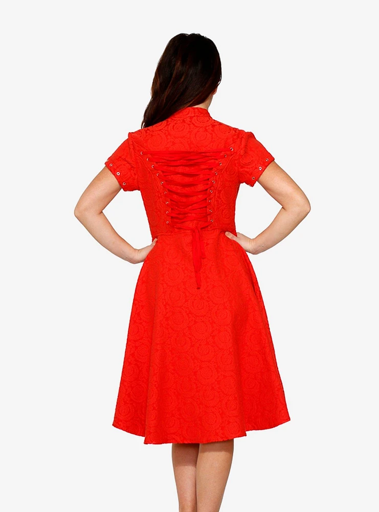 Red Jacquard Hi Lo Dress