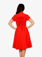 Red Jacquard Hi Lo Dress