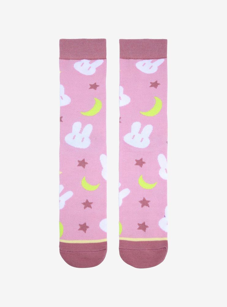 Sailor Moon Bunnies & Crescent Moons Allover Print Crew Socks - BoxLunch Exclusive