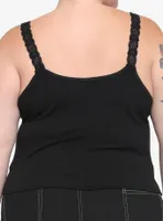 Black Lace-Up Girls Crop Tank Top Plus Size