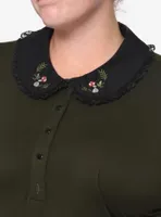 Forest Green Embroidered Collar Dress Plus Size