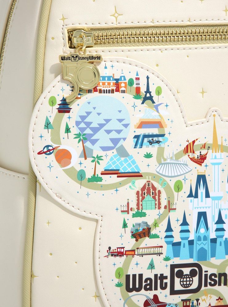 Walt Disney World 50th Anniversary Park Attractions Tea Towel