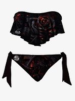 Burnt Rose Flounce Bandeau Bikini Set