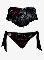 Dragon Rose Flounce Bandeau Bikini Set