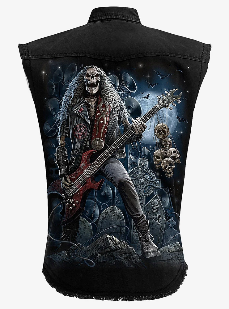 Grim Rocker Sleeveless Woven Button-Up