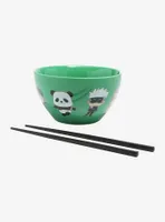 Jujutsu Kaisen Chibi Character Ramen Bowl With Chopsticks