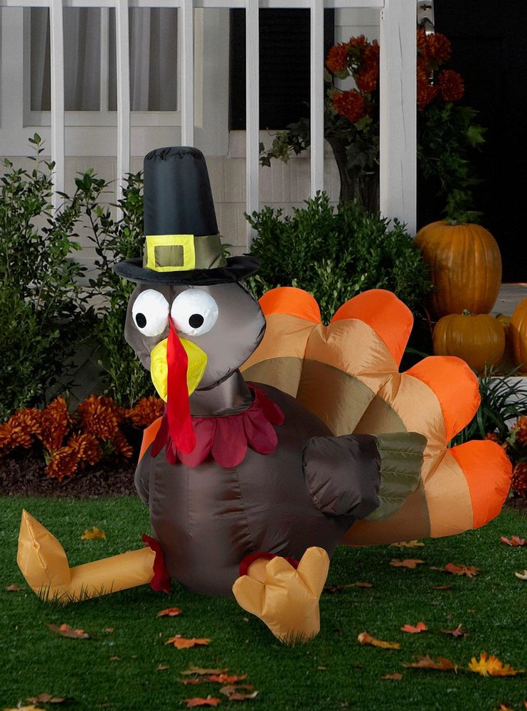 Thanksgiving Pilgrim Turkey Inflatable Décor Small