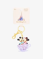 Loungefly Disney Walt Disney World 50th Anniversary Mickey & Minnie Mouse Mad Tea Party 3D Keychain - BoxLunch Exclusive