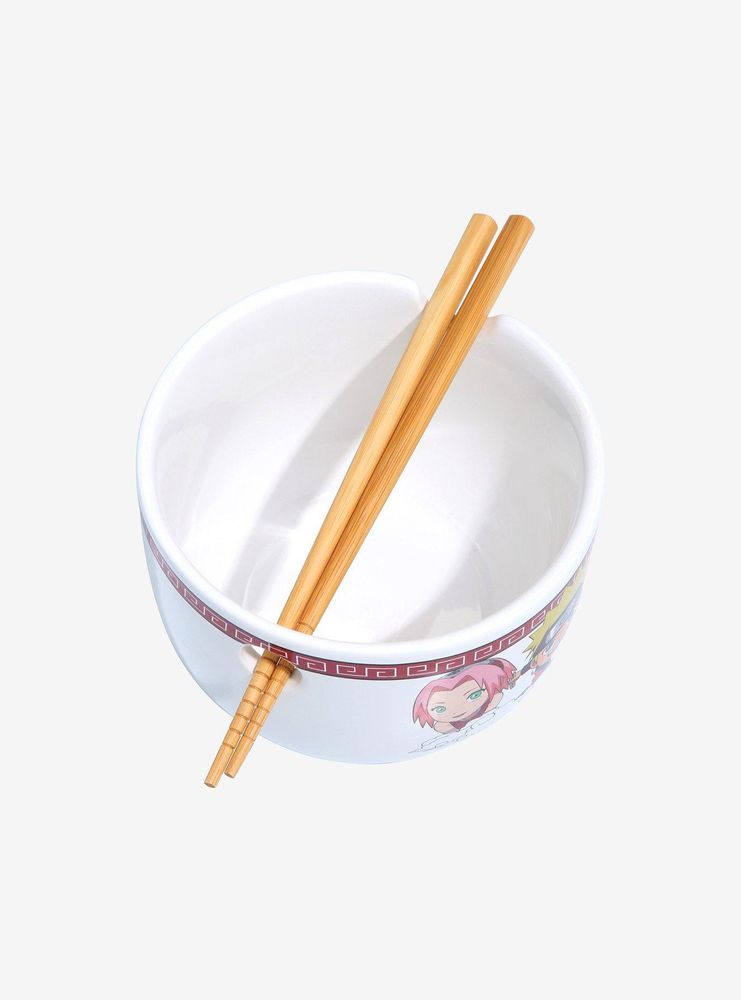 Naruto Shippuden Chibi Team 7 Trio Ramen Bowl with Chopsticks