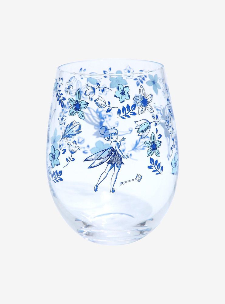 Disney Peter Pan Tinker Bell Floral Pose Wine Glass