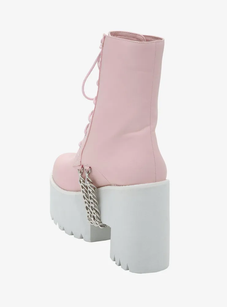 Pink Drop Chain Platform Boots