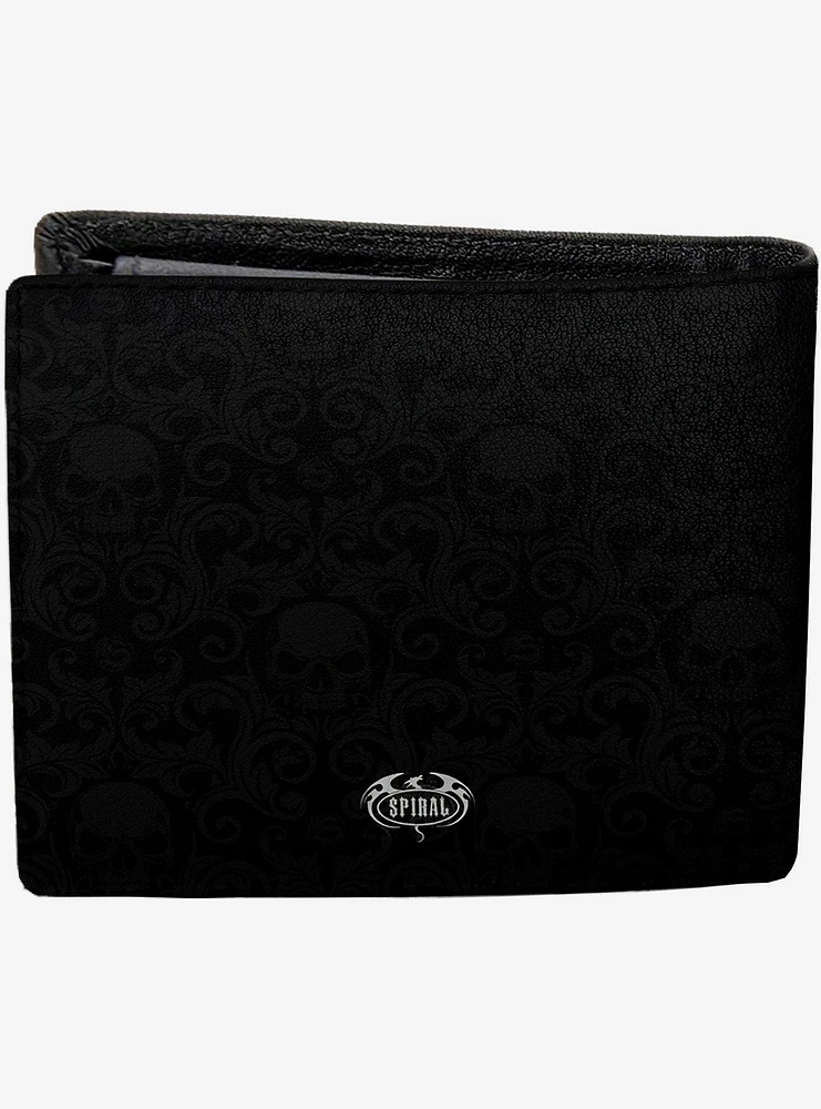 Skull Scroll Bifold RFID Wallet