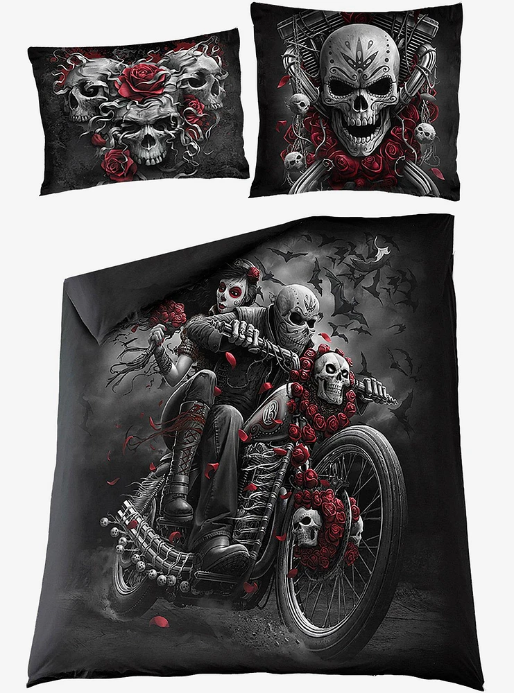 Skulls N' Roses Double Duvet Reversible Bedding Set