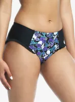 Skull Purple Floral Ruffle Swim Bottoms