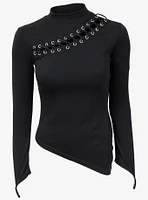 Lace Up Asymmetrical Long-Sleeve Top