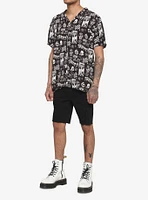 Trippy Mushroom Skull Woven Button-Up