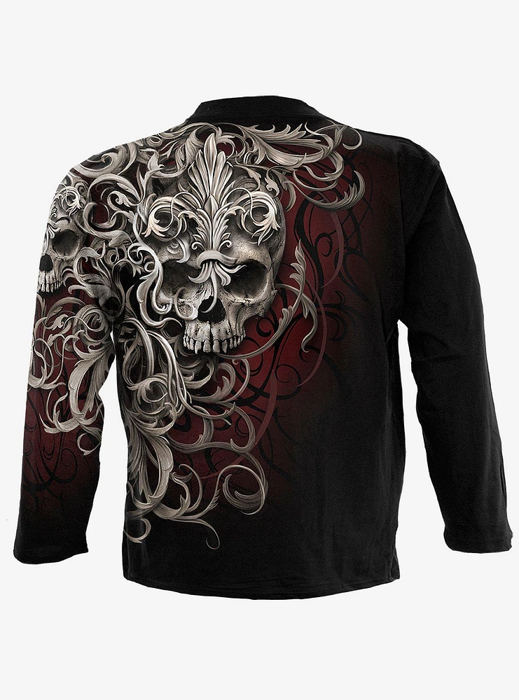 Skull Shoulder Wrap Allover Long-Sleeve T-Shirt