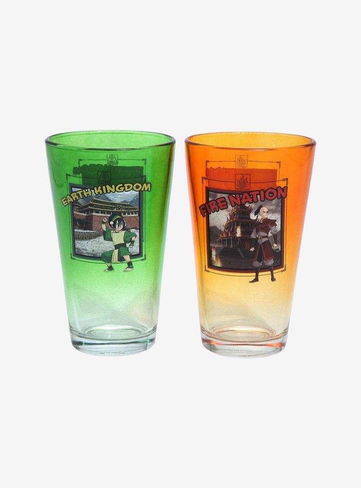 Avatar: The Last Airbender Four Nations Character Portraits Ombre Pint Glass Set