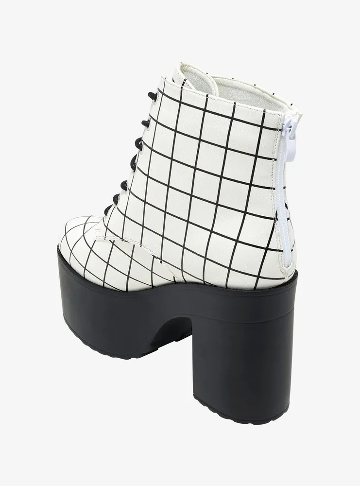 Black & White Grid Platform Boots