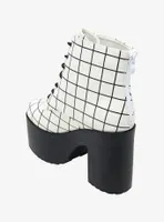 Black & White Grid Platform Boots
