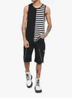 Black & White Stripe Split Tank Top