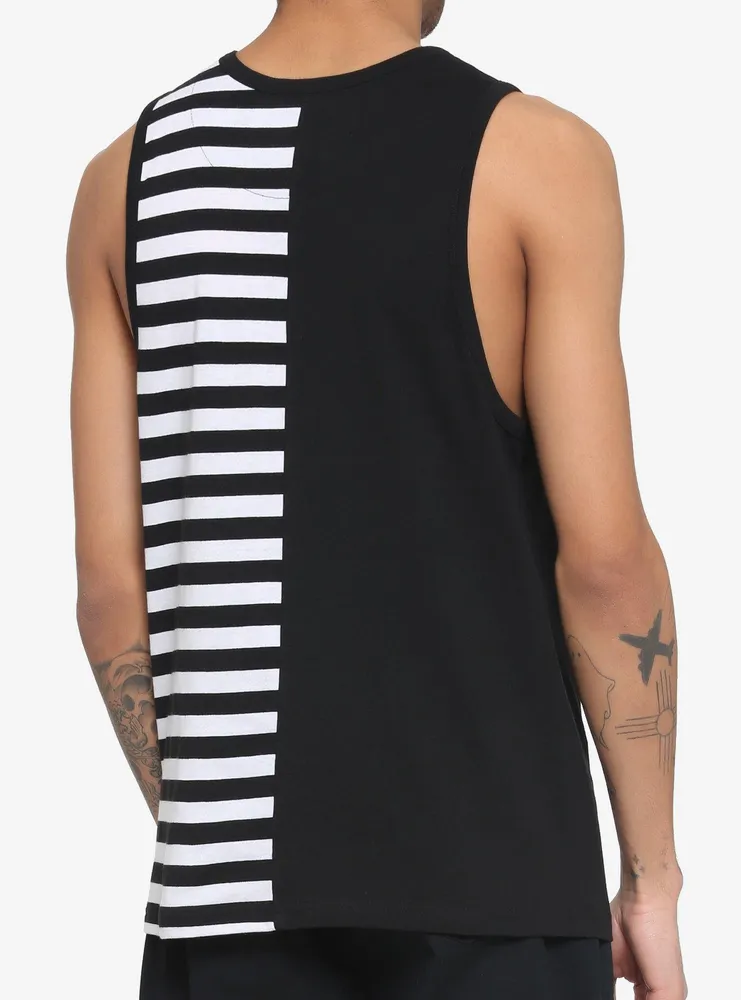 Black & White Stripe Split Tank Top